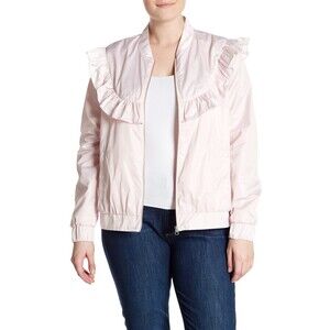 NWT Melrose and Market Ruffle Lightweight Jacket Women's size L Pink Breath